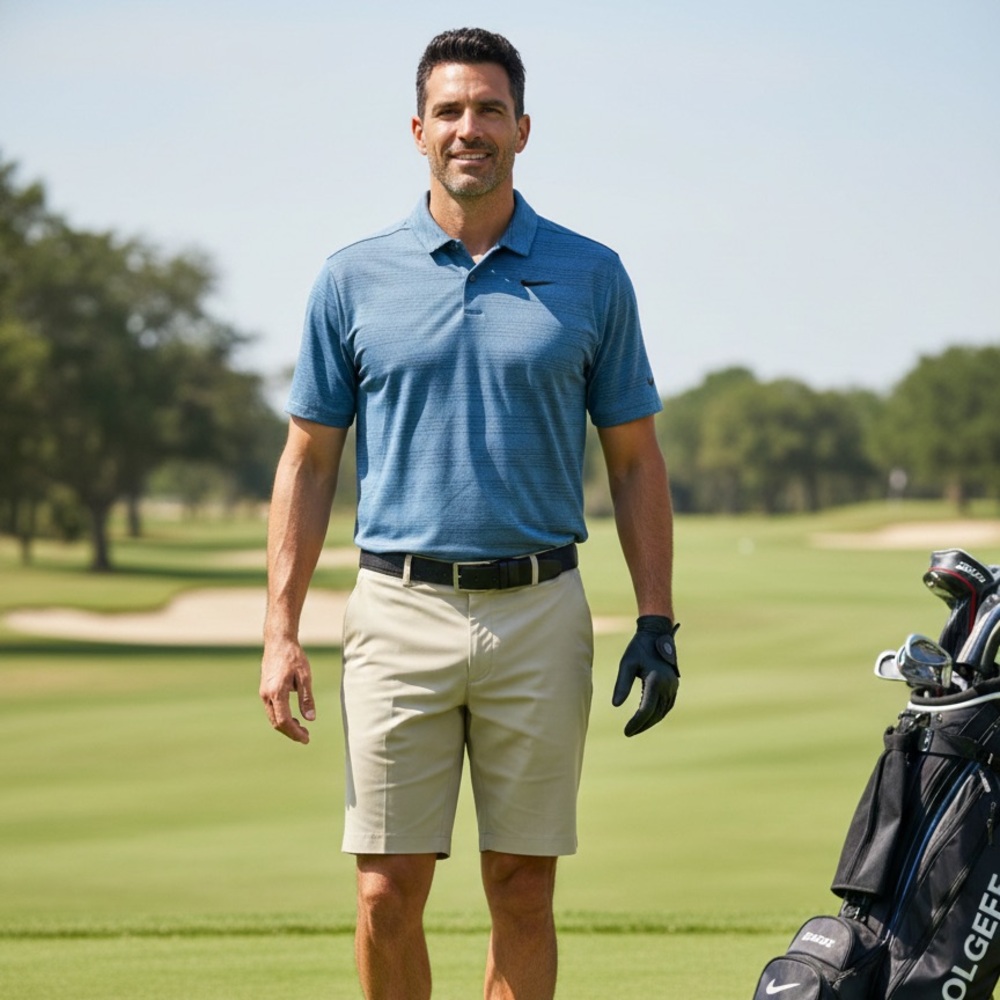 Nike Men's Textured Blue Golf  Polo Shirt